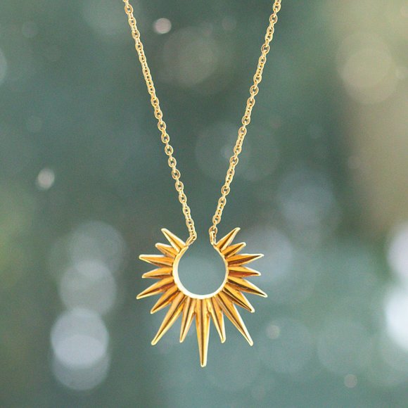 Unique Gold Necklace Waterproof Sunburst Necklace Sun Celestial Necklace - Picture 9 of 14